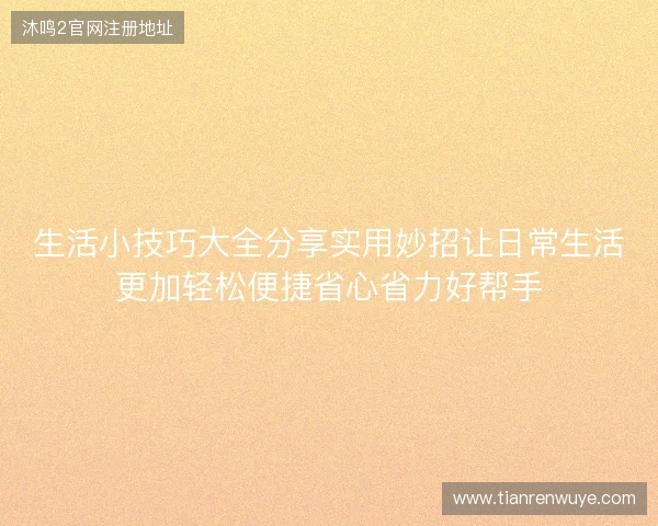 生活小技巧大全分享实用妙招让日常生活更加轻松便捷省心省力好帮手
