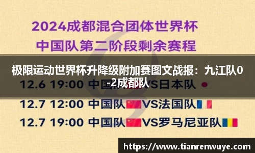 极限运动世界杯升降级附加赛图文战报：九江队0-2成都队